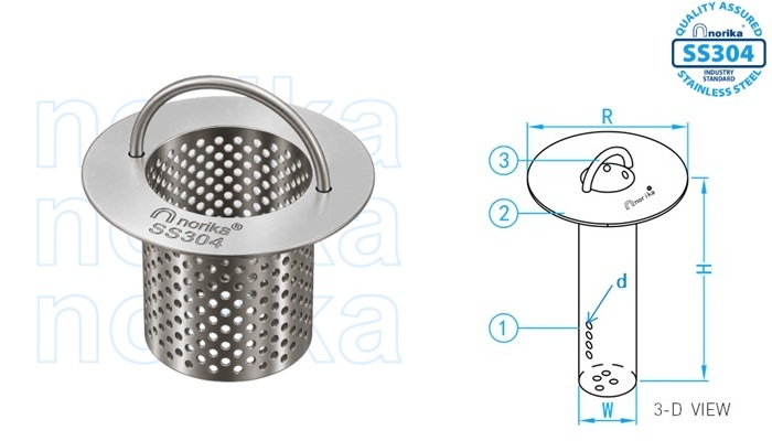 Stainless Steel AISI304 Swimming Pool Strainer Basket With Round Collar & U handle